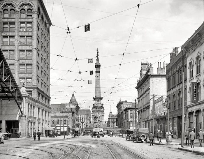 Historic downtown Indianapolis, Indiana circa early 1900s — the city where James H Drew Corporation was founded in 1913
